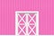 3d rendering. closed white door on sweet soft pink wood panels wall design background