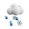 3d rendering cloud and rain with snow icon. 3d render snowly rainy weather icon. Cloud and rain with snow