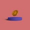 3d rendering coin with purple podium