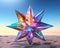 3d rendering of a colorful star in the desert