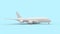 3d rendering of a commercial jumbo jet  in studio background