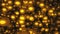 3D rendering, computer generated dense consistency of gold bubbles large and small on a black background