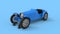 3d rendering of computer generated vintage sports car blue isolated