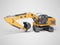 3D rendering concept of crawler excavator working on gray background with shadow