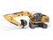 3D rendering concept of crawler excavator working on white background with shadow