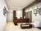 3D rendering of a conceptual interior design idea of a reception & lounge area