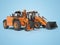 3D rendering construction equipment multifunctional tractor and telescopic excavator on blue background with shadow