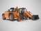 3D rendering construction equipment multifunctional tractor and telescopic excavator on gray background with shadow
