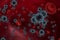 3D rendering, coronavirus and blood cells covid-19 influenza flowing on artery background as dangerous flu strain cases as a