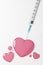 3D rendering Covid-19 vaccine syringe with droplet Love Heart symbol, Sponsor support Vaccination Campaign for Herd immunity