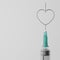 3D rendering Covid-19 vaccine syringe with Love Heart symbol, Sponsor support Vaccination Campaign for Herd immunity protection