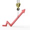 3D rendering of a crane hook with a growth chart