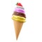 3d rendering cream ice cream with waffle peel and strawberries icon. 3d render Vanilla, chocolate, banana, strawberry