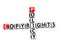 3D Rendering Crossword Copyrights Policy Word Over White Background.