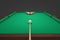 3d rendering of a cue stick ready to hit a single ball facing many other balls forming a triangle.