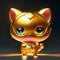 3d rendering of a cute little cat in a golden costume. AI Generated