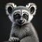 3D rendering of a cute ring-tailed lemur isolated on black background Generative AI animal ai