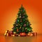 3d Rendering decorated Christmas tree