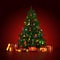 3d Rendering decorated Christmas tree