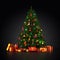 3d Rendering decorated Christmas tree