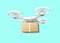 3D rendering Delivery drone with Box on Blue half green background,clipping path.