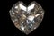 3d rendering of a diamond heart shape isolated on black background with clipping paths.