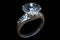 3d rendering of diamond ring closeup in dark environment black b