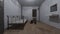 3D rendering of the dimly lit bedroom