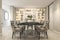 3d rendering dining set in modern luxury dining room near door