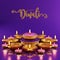 3D rendering for diwali festival Diwali, Deepavali or Dipavali the festival of lights india with gold diya patterned on color