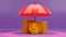 3D rendering of dollar coins under an umbrella, business income protection, safe income, financial savings insurance, Investments