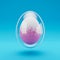 3D rendering Easter painted egg in glass egg on blue background. Happy Easter minimal 3d rendering illustration banner