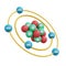 3D Rendering of electron proton atom isolated on background