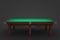 3d rendering of an empty billiard table in side view on a dark background.