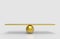 3d rendering. Empty blank golden sphere balance scale on white background.