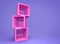 3d rendering empty pink box on clear background,bright colour