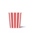 3d rendering of a empty square striped popcorn bucket in white background.