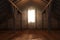 3d rendering of an empty wooden attic room