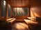 3d rendering of an empty wooden cabin in the forest, sauna room, Ai Generated