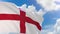 3D rendering of England flag waving on blue sky background with Alpha channel