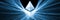 3D Rendering of Ethereum ETH glowing led hologram on abstract lines geometry background. For crypto currency market