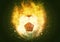 3d rendering exploding and burning flame soccer ball