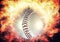 3d rendering exploding and flaming baseball ball