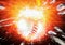 3d rendering exploding and flaming baseball ball