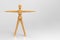 3d rendering. A extend the arms pose wood dummy body with clipping path on gray background