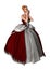 3D Rendering Fairytale Princess on White