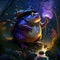 3d rendering of a fantasy frog in the forest with a crown AI Generated animal ai