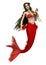 3D Rendering Fantasy Mermaid on White