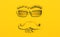 3D rendering Father`s Day. Glasses and mustache in yellow