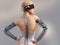 3D rendering of a female android robot.